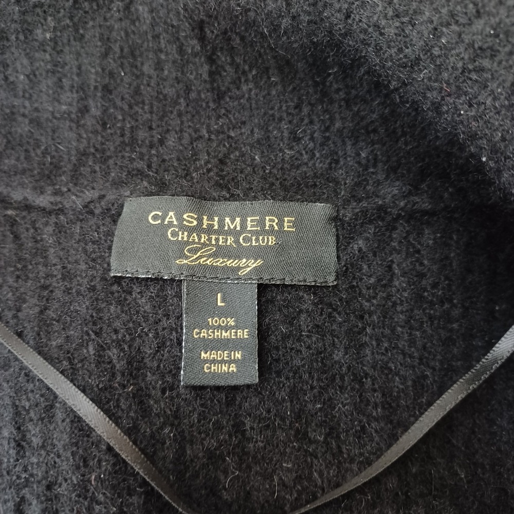 Charter Club Luxury Womens Black 100% Cashmere Open Front Shawl Collar Vest L - Picture 3 of 7